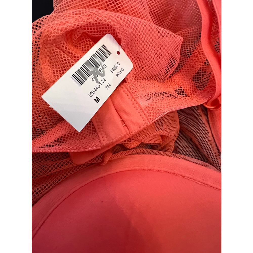 Women's Coral Chemise & Slip with White Lace Trim, Size M - Picture 10 of 10